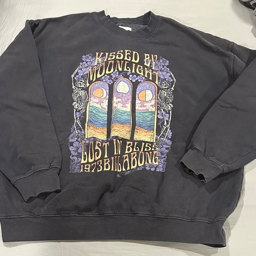 Billabong Black Graphic Crewneck Sweatshirt